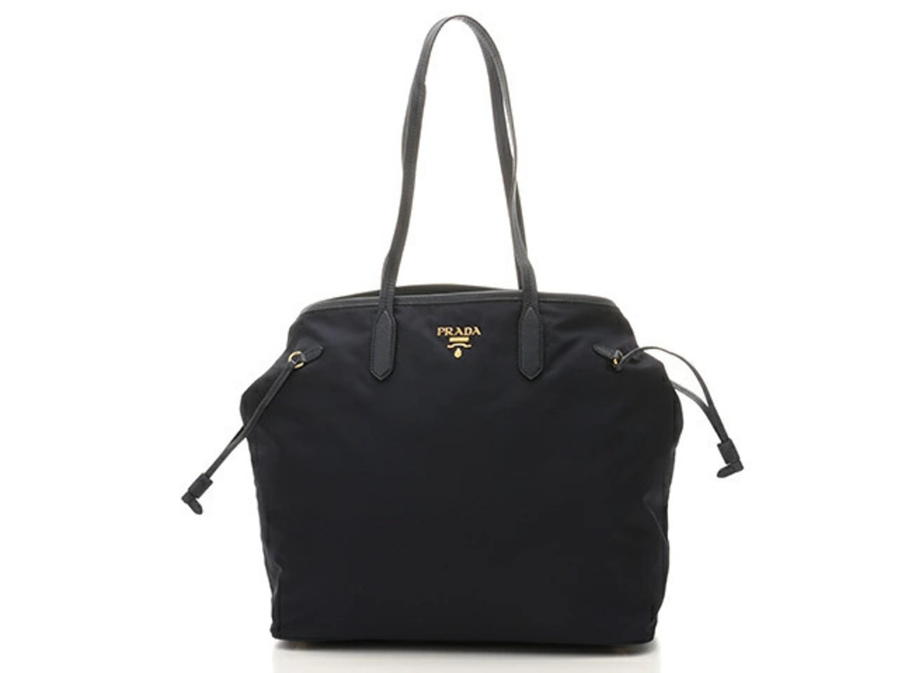 Prada Bag Shoulder Tote Saffiano Leather Navy Blue